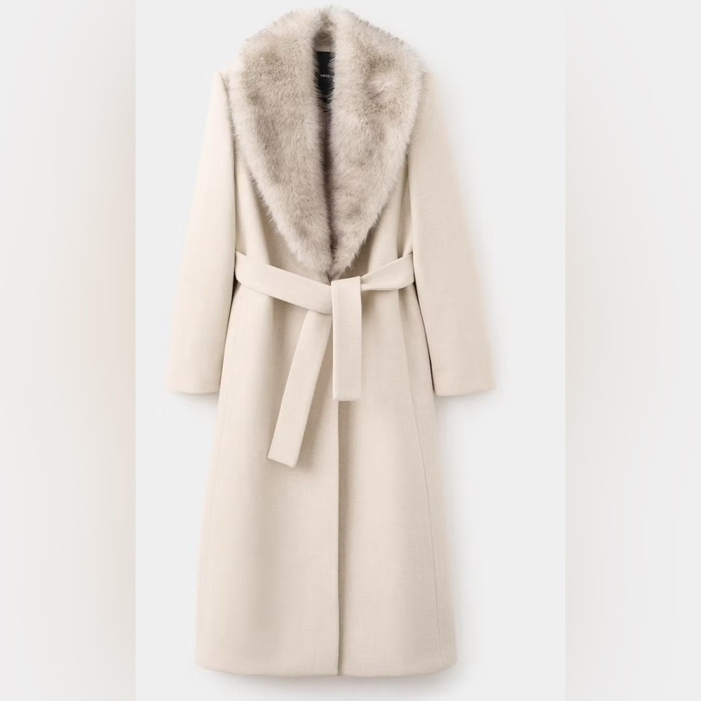 Mango MANTECO WOOL COAT WITH FUR COLLAR
